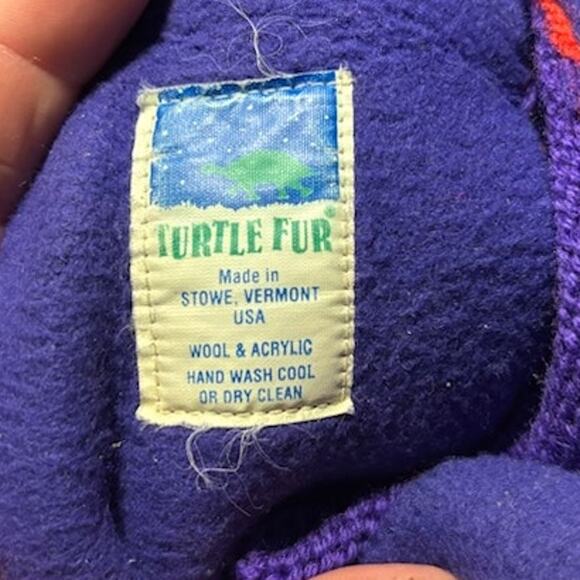 Vintage VTG Turtle Fur ski hat winter beanie Stowe VT purple gold Sugarloaf